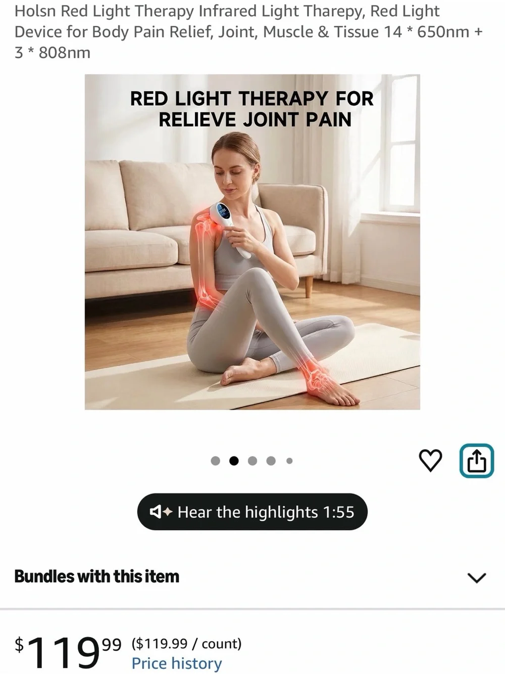 New red light therapy device. $119 on Amazon. 1/2 of regular price!